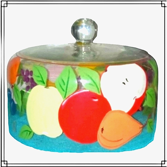 Vintage Hand Painted Glass Cake Cover Dome - Picture 3 of 7